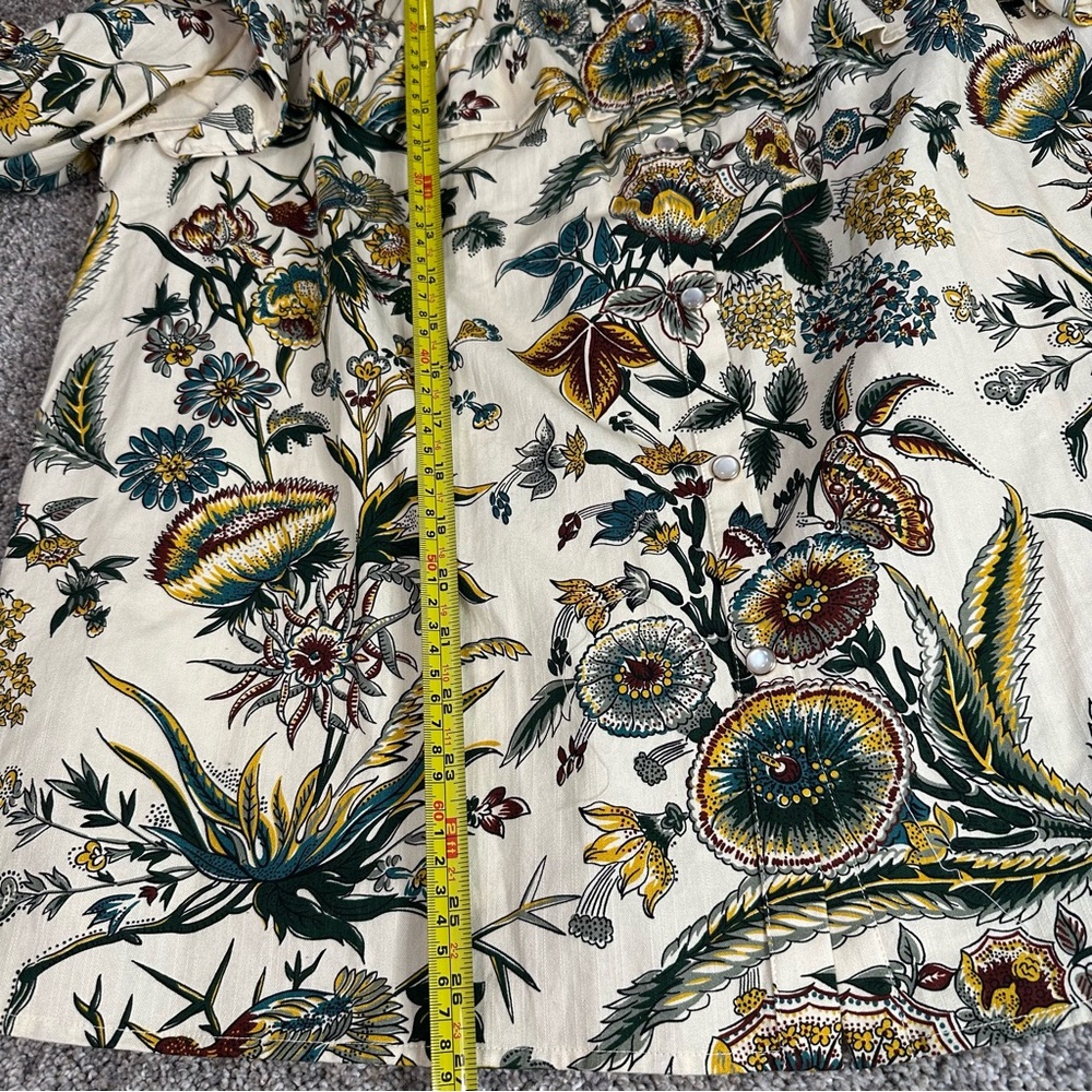 Tuckernuck Floral Ruffle Blouse - Cream and Green - Picture 14 of 16